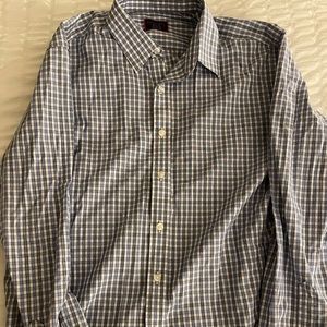 Men’s UNTUCKit Medium Blue and White Checkered Button Up